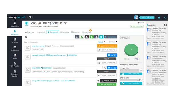 Capture candidate feedback online