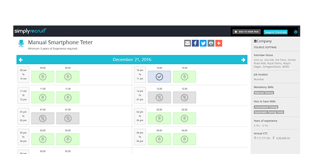 Candidates access the link and book slot for interview